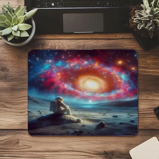 Sürreal Galaksi Gözlemi Mouse Pad - 19x23 cm 2 mm Dikdörtgen İthal Baskılı Mouse Pad