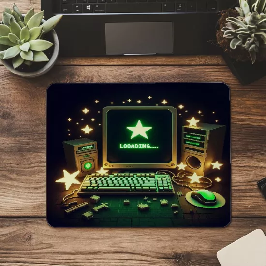 Loading Yazılı Yeşil Ekranlı Retro Mouse Pad - 19x23 cm 2 mm Dikdörtgen İthal Baskılı Mouse Pad