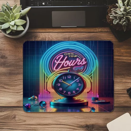 Own Your Hours Yazılı Saat Temalı Mousepad - 19x23 cm 2 mm Dikdörtgen İthal Baskılı Mouse Pad