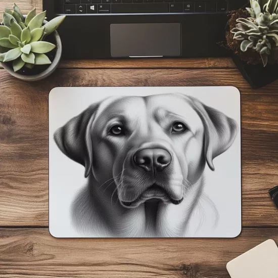 Sadık Bakışlı Labrador Tasarımı - 19x23 cm 2 mm Dikdörtgen İthal Baskılı Mouse Pad