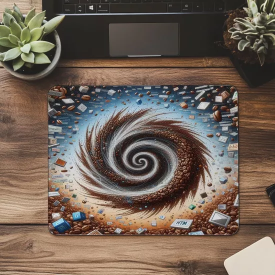 Kod Formuna Dönüşen Kahve Parçacıklı Mousepad - 19x23 cm 2 mm Dikdörtgen İthal Baskılı Mouse Pad