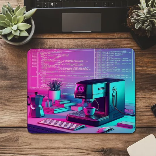 Espresso Makinesiyle Zenginleştirilmiş Kod Mouse Pad - 19x23 cm 2 mm Dikdörtgen İthal Baskılı Mouse Pad