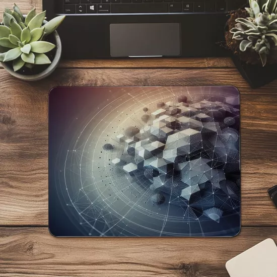 Wireframe Tarzı 3D Geometrik Mousepad - 19x23 cm 2 mm Dikdörtgen İthal Baskılı Mouse Pad