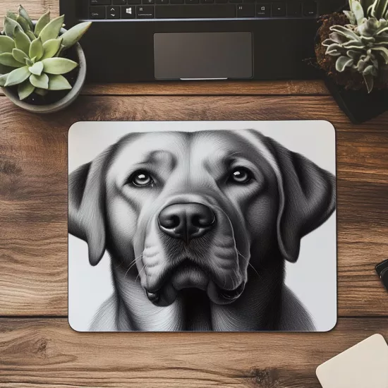 Labrador Retriever Karakalem Mousepad - 19x23 cm 2 mm Dikdörtgen İthal Baskılı Mouse Pad