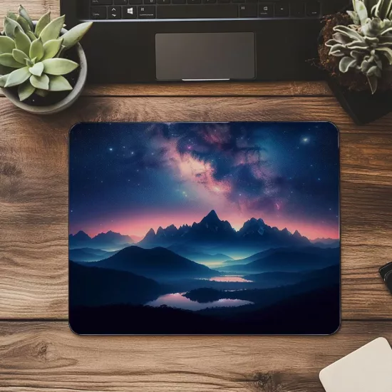 Astronomik Gece Manzaralı Mouse Pad - 19x23 cm 2 mm Dikdörtgen İthal Baskılı Mouse Pad