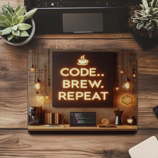Motivasyon Temalı Kod & Kahve Mouse Pad - 19x23 cm 2 mm Dikdörtgen İthal Baskılı Mouse Pad