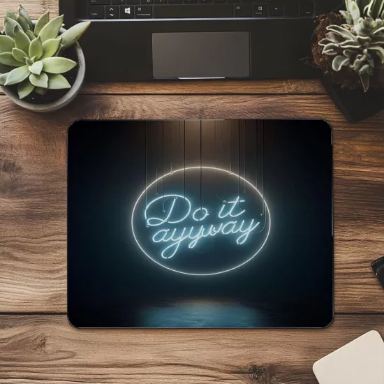 Görünmez Askıdan Sarkan Neon Yazı Mousepad - 19x23 cm 2 mm Dikdörtgen İthal Baskılı Mouse Pad