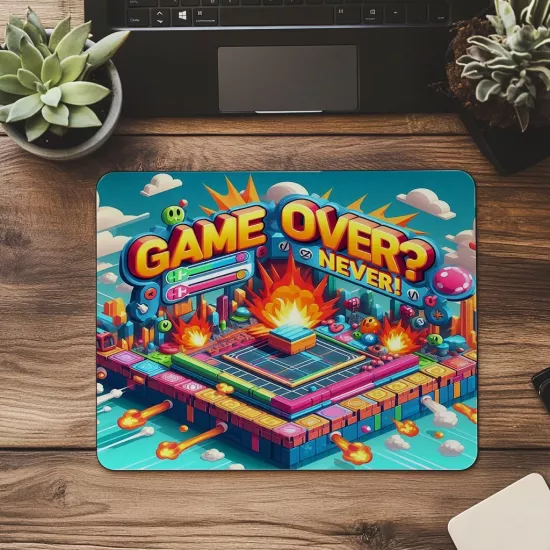 Yenilmez Ruhlu Game Over Mousepad - 19x23 cm 2 mm Dikdörtgen İthal Baskılı Mouse Pad
