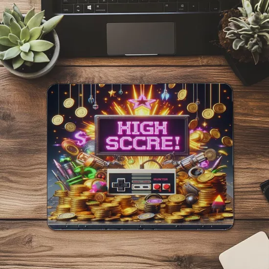 Arcade Temalı Işıltılı Mousepad Tasarımı - 19x23 cm 2 mm Dikdörtgen İthal Baskılı Mouse Pad