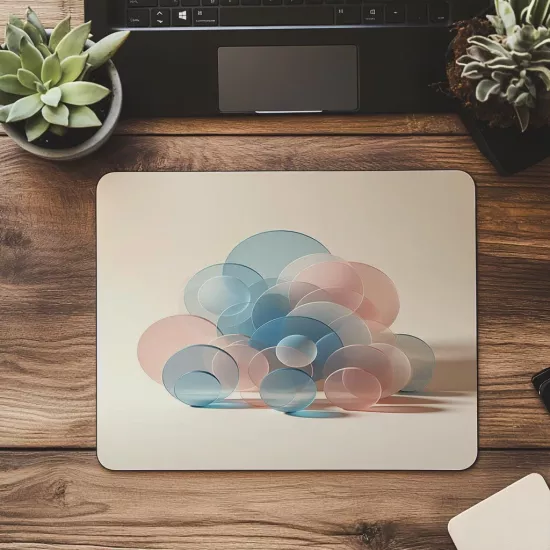 Yumuşak Geçişli Renklerde Daireli Mouse Pad - 19x23 cm 2 mm Dikdörtgen İthal Baskılı Mouse Pad