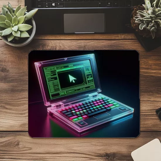 Renkli RGB Klavyeli Retro Laptop Mousepad - 19x23 cm 2 mm Dikdörtgen İthal Baskılı Mouse Pad