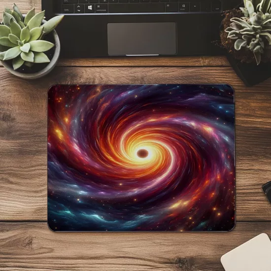 Kara Delik Spiral Çekim Efektli Mousepad - 19x23 cm 2 mm Dikdörtgen İthal Baskılı Mouse Pad