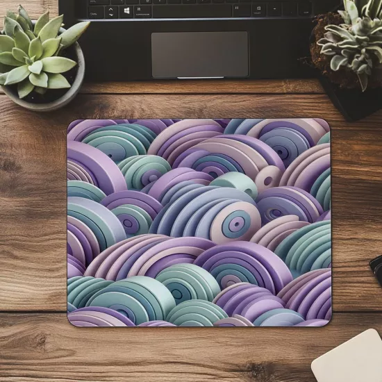 Yarım Daire Dizilimli Mint-Lavanta Mousepad - 19x23 cm 2 mm Dikdörtgen İthal Baskılı Mouse Pad