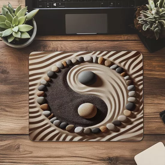Raked Sand Üzerinde Denge Mouse Pad - 19x23 cm 2 mm Dikdörtgen İthal Baskılı Mouse Pad