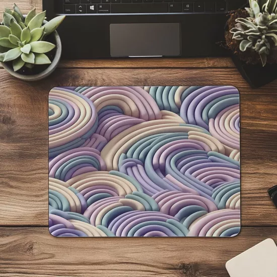 3D Tekrarlayan Yarı Daire Mousepad Tasarımı - 19x23 cm 2 mm Dikdörtgen İthal Baskılı Mouse Pad