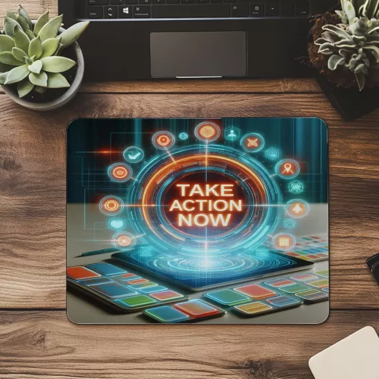 Şimdi Harekete Geç Yazılı Parlak Mousepad - 19x23 cm 2 mm Dikdörtgen İthal Baskılı Mouse Pad