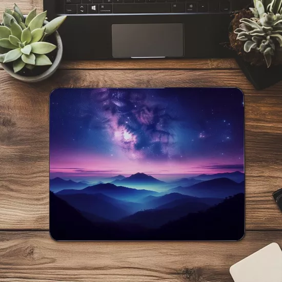 Samanyolu Manzaralı Dağ Silüetli Mousepad - 19x23 cm 2 mm Dikdörtgen İthal Baskılı Mouse Pad