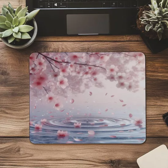 Minimal Japon Temalı Çiçek Mousepad - 19x23 cm 2 mm Dikdörtgen İthal Baskılı Mouse Pad