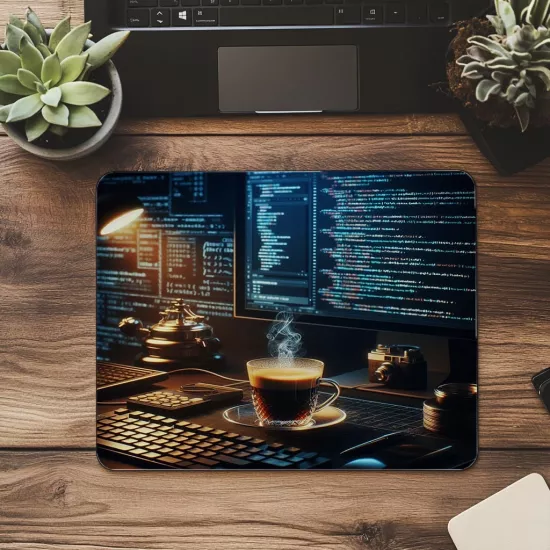 Sıcak Tonlu Kodlama ve Kahve Temalı Mouse Pad - 19x23 cm 2 mm Dikdörtgen İthal Baskılı Mouse Pad