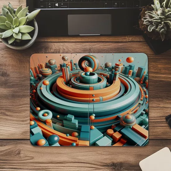 Parlak Yüzeyli Halka Temalı Mouse Pad - 19x23 cm 2 mm Dikdörtgen İthal Baskılı Mouse Pad