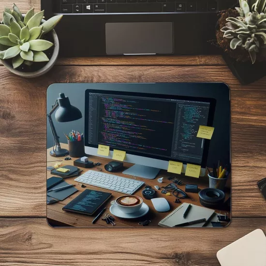 Yazılımcıya Özel Notlu HTML Mouse Pad - 19x23 cm 2 mm Dikdörtgen İthal Baskılı Mouse Pad