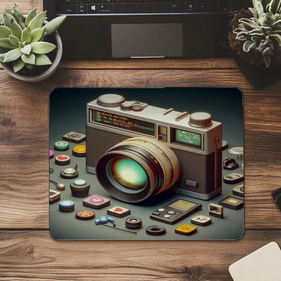Glowing Lensli 2000’ler Kamerası Mousepad - 19x23 cm 2 mm Dikdörtgen İthal Baskılı Mouse Pad