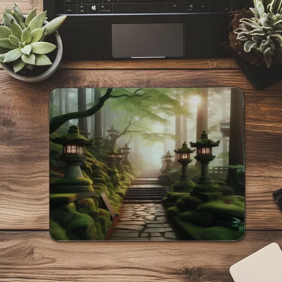 Fener Işıklı Meditasyon Tapınağı Mouse Pad - 19x23 cm 2 mm Dikdörtgen İthal Baskılı Mouse Pad