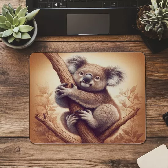 3D Yumuşak Işıklarla Çizilmiş Koala Tasarımı - 19x23 cm 2 mm Dikdörtgen İthal Baskılı Mouse Pad