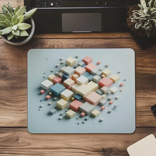 Mat Kağıt Efektli Geometrik Mousepad - 19x23 cm 2 mm Dikdörtgen İthal Baskılı Mouse Pad