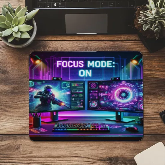 Çift Monitör Temalı RGB Mouse Pad - 19x23 cm 2 mm Dikdörtgen İthal Baskılı Mouse Pad
