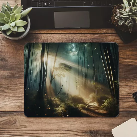 Parçacık Efektli Zen Orman Mouse Pad - 19x23 cm 2 mm Dikdörtgen İthal Baskılı Mouse Pad
