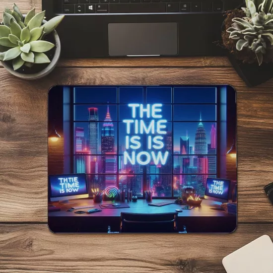 The Time Is Now Sözlü Parlak Mousepad - 19x23 cm 2 mm Dikdörtgen İthal Baskılı Mouse Pad
