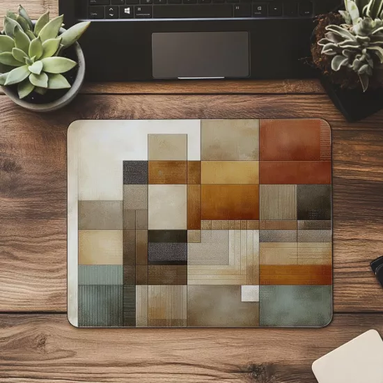 Dokulu Yüzeyde Bloklu Tasarımlı Mouse Pad - 19x23 cm 2 mm Dikdörtgen İthal Baskılı Mouse Pad
