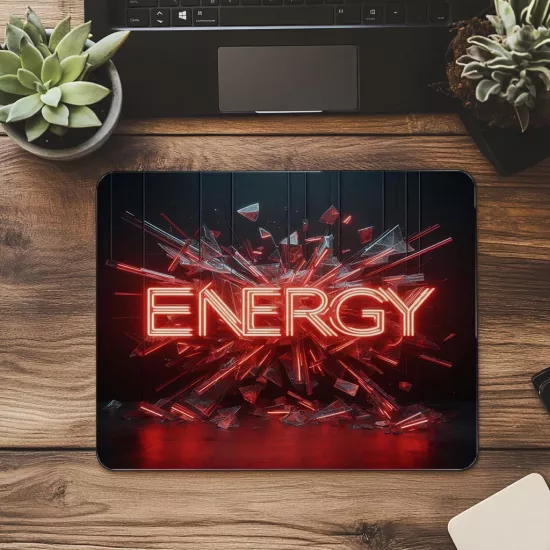 Cam Efektli Neon Yazı Temalı Mousepad - 19x23 cm 2 mm Dikdörtgen İthal Baskılı Mouse Pad