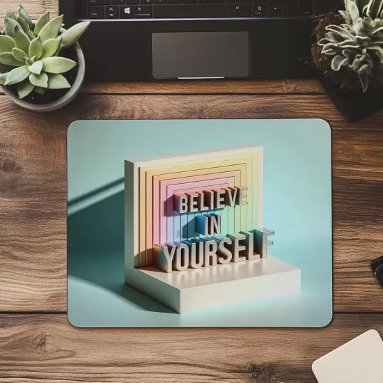 Motivasyon Dolu 3D Mousepad – İnanç Sloganlı - 19x23 cm 2 mm Dikdörtgen İthal Baskılı Mouse Pad