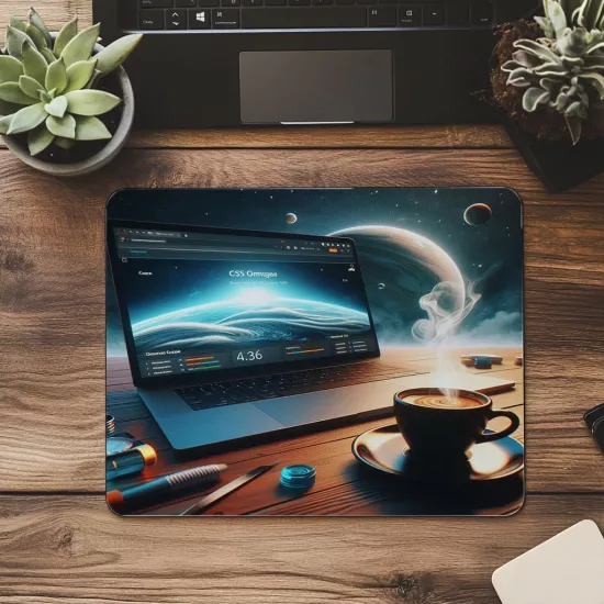 CSS Kodlu Mousepad – Lekeli Masada Şık Fincan - 19x23 cm 2 mm Dikdörtgen İthal Baskılı Mouse Pad