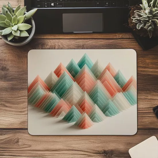 Pastel Tonlu Üçgen Dizilimli Mousepad - 19x23 cm 2 mm Dikdörtgen İthal Baskılı Mouse Pad