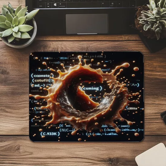 Açılı Parçacıklı Kod Temalı Mouse Pad - 19x23 cm 2 mm Dikdörtgen İthal Baskılı Mouse Pad