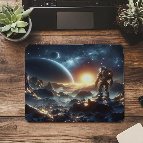 Teknoloji ve Evren Bir Arada Mouse Pad - 19x23 cm 2 mm Dikdörtgen İthal Baskılı Mouse Pad
