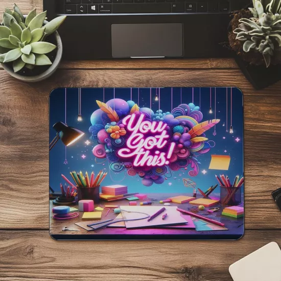 Parlak Renkli Mousepad – Sen Bunu Yaparsın Temalı - 19x23 cm 2 mm Dikdörtgen İthal Baskılı Mouse Pad