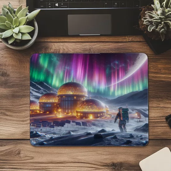 Güneş Panelli Ay Üssü Mouse Pad - 19x23 cm 2 mm Dikdörtgen İthal Baskılı Mouse Pad