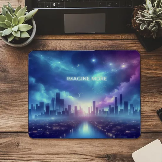 City Silüeti Üzerinde Imagine More Mousepad - 19x23 cm 2 mm Dikdörtgen İthal Baskılı Mouse Pad