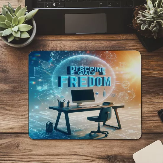 Discipline Equals Freedom Yazılı Ofis Mousepad - 19x23 cm 2 mm Dikdörtgen İthal Baskılı Mouse Pad