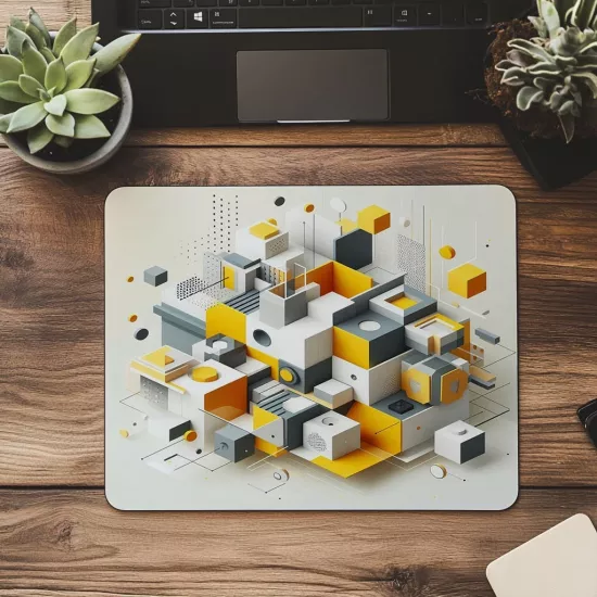 Heksagonal Formda Geometrik Mouse Pad - 19x23 cm 2 mm Dikdörtgen İthal Baskılı Mouse Pad