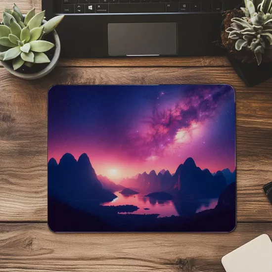 Gece Gökyüzü Temalı Space Mouse Pad - 19x23 cm 2 mm Dikdörtgen İthal Baskılı Mouse Pad