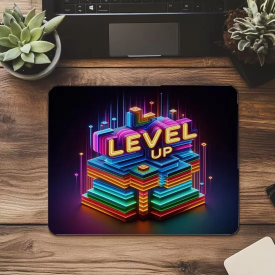 Başarıya Adım Temalı Neon Mousepad - 19x23 cm 2 mm Dikdörtgen İthal Baskılı Mouse Pad
