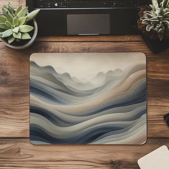 Kavisli Taş Katmanlı Zen Dağ Mousepad - 19x23 cm 2 mm Dikdörtgen İthal Baskılı Mouse Pad