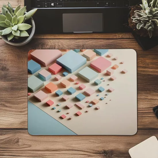 Köşegen Yerleşimli Kare Temalı Mouse Pad - 19x23 cm 2 mm Dikdörtgen İthal Baskılı Mouse Pad