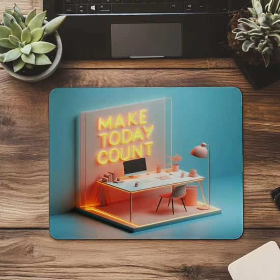 Bugünü Değerlendir Sloganlı Motivasyon Mouse Pad - 19x23 cm 2 mm Dikdörtgen İthal Baskılı Mouse Pad