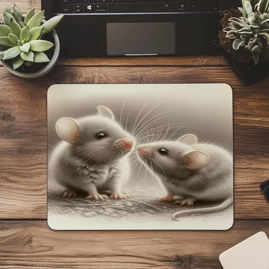 Sniffing Mouse Temalı Kalemle Çizilmiş Mouse Pad - 19x23 cm 2 mm Dikdörtgen İthal Baskılı Mouse Pad